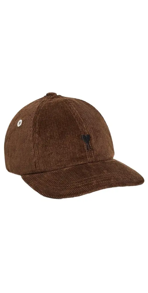 AMI Quota - Black De Coeur Embroidery Corduroy Cap