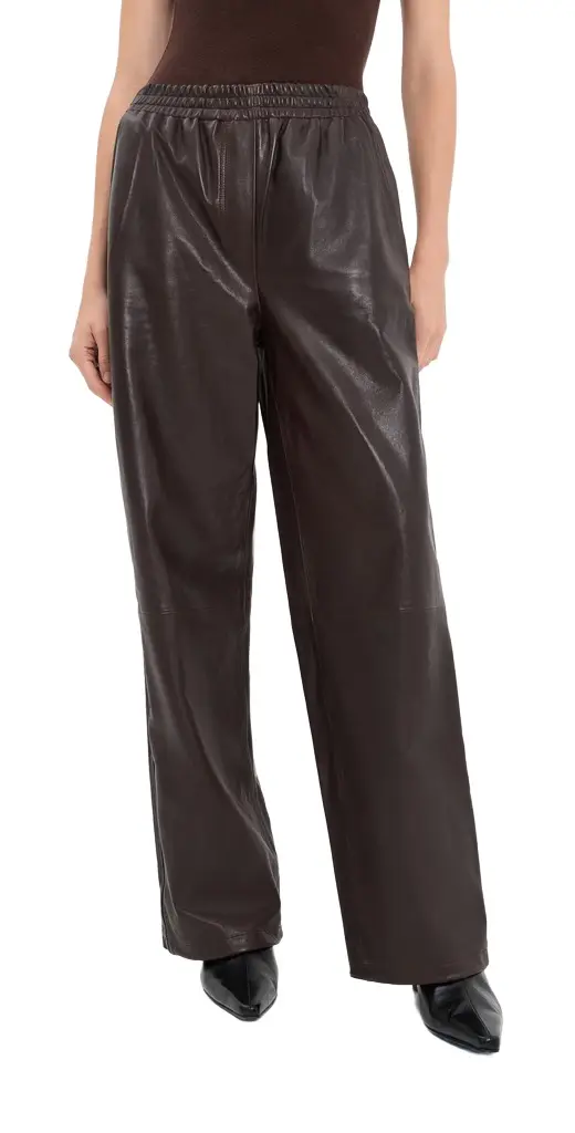 Simkhai Corrine Lambskin Leather Pull On Pants