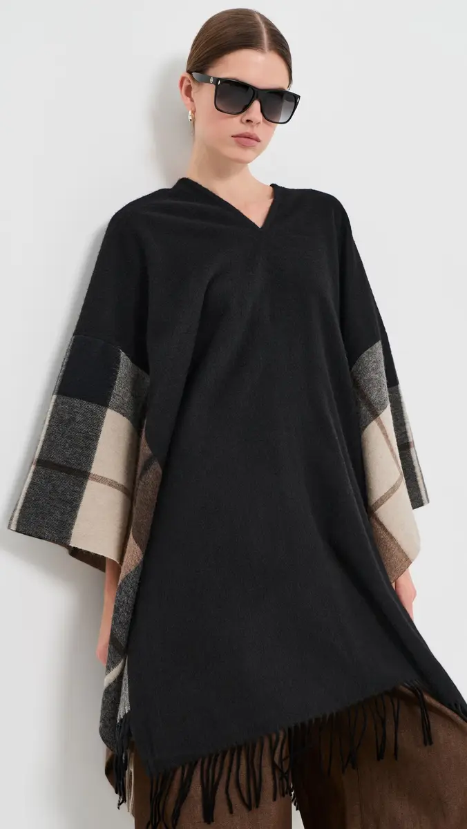 FRENKEN Mixed 2 Scarfs Wool Poncho | Thumbnail 2 FRENKEN Mixed 2 Scarfs Wool Poncho | Thumbnail 2