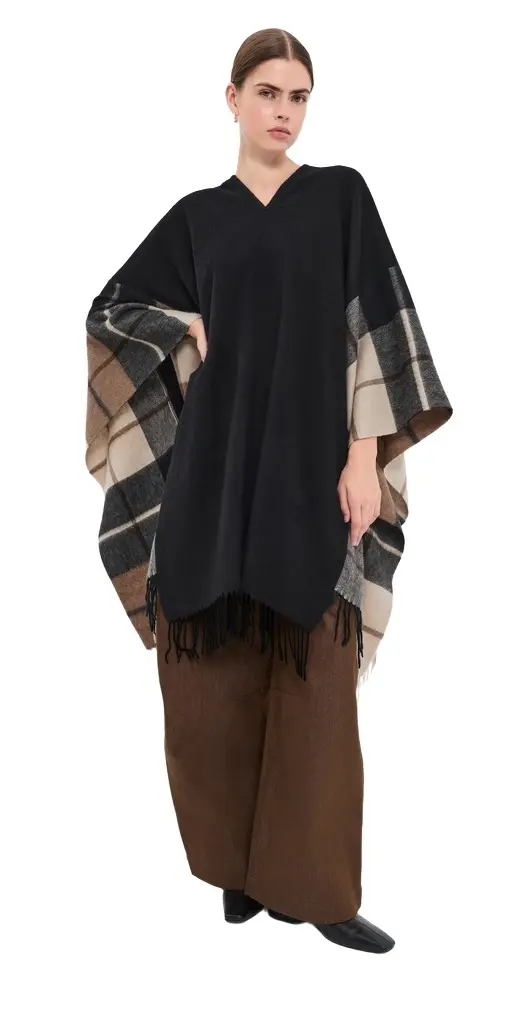 FRENKEN Mixed 2 Scarfs Wool Poncho