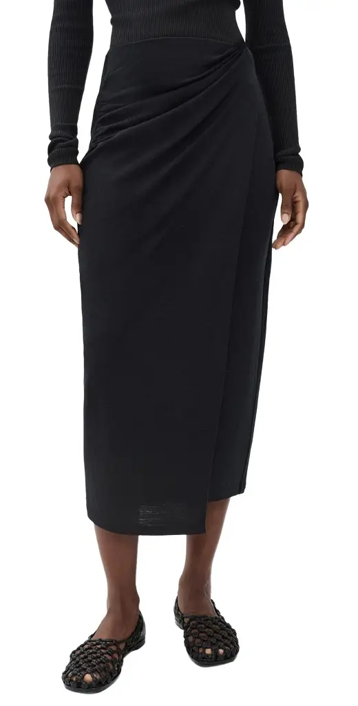 Vince Waist Draped Midi Skirt