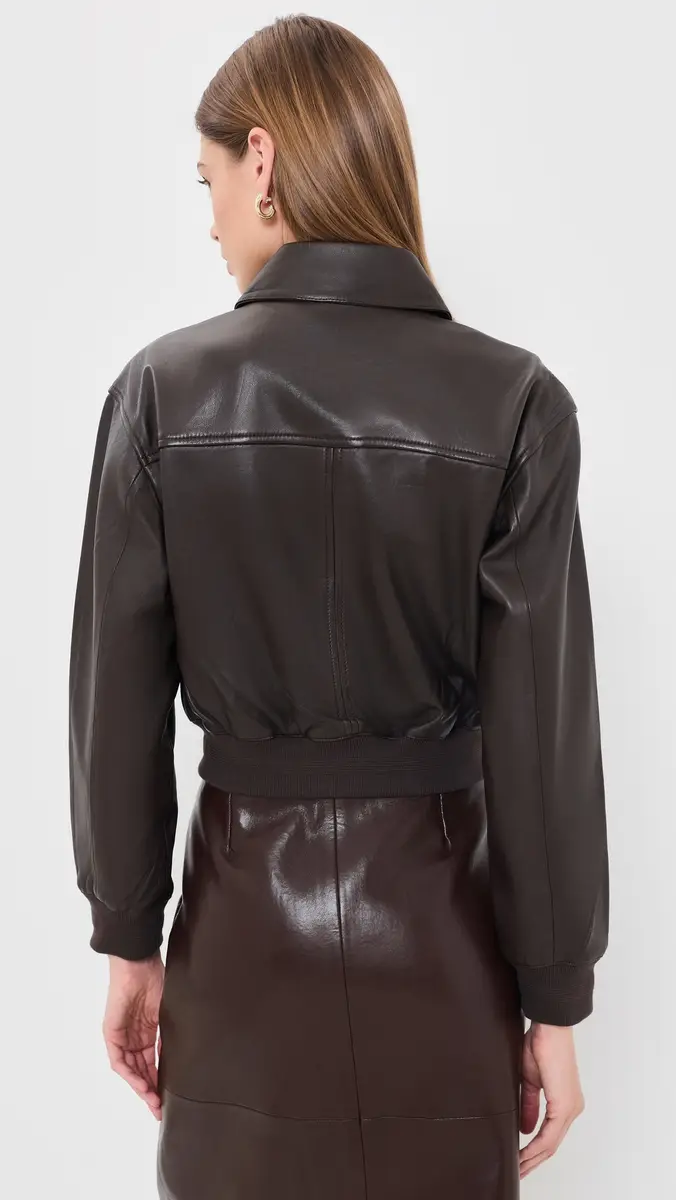 L'Agence Clotilde Leather Bomber Jacket | Thumbnail 3