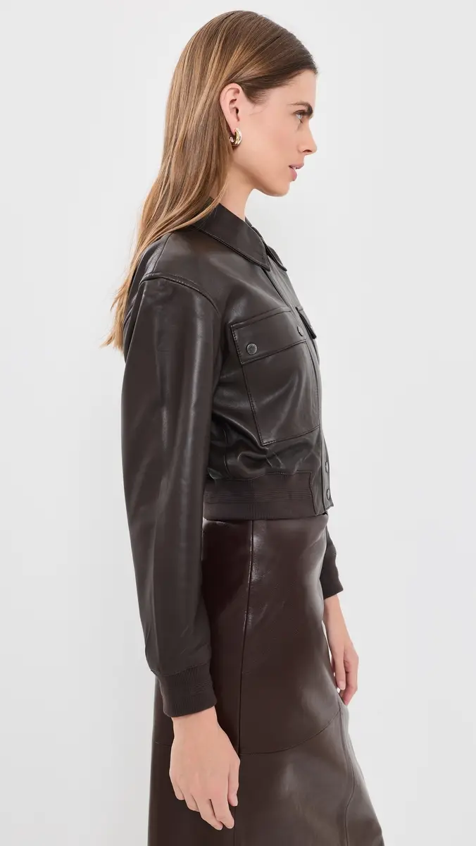 L'Agence Clotilde Leather Bomber Jacket | Thumbnail 4