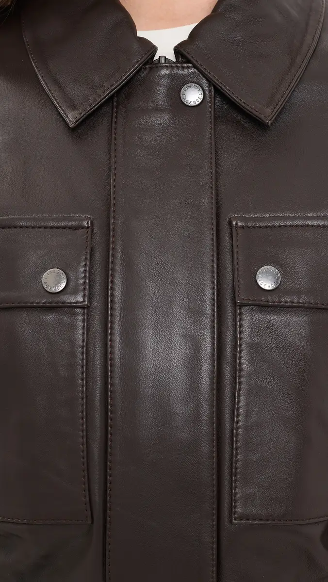 L'Agence Clotilde Leather Bomber Jacket | Thumbnail 6