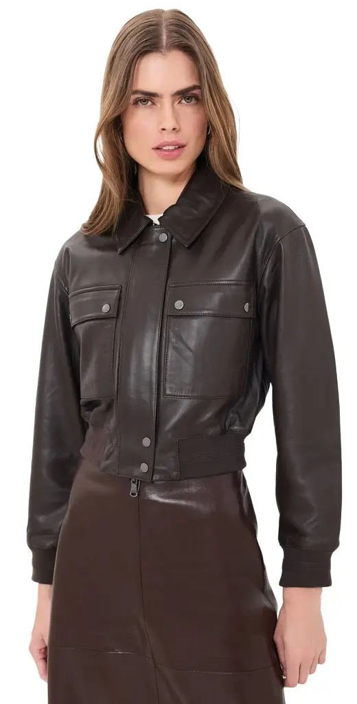 Clotilde Leather Bomber Jacket Clotilde Leather Bomber Jacket