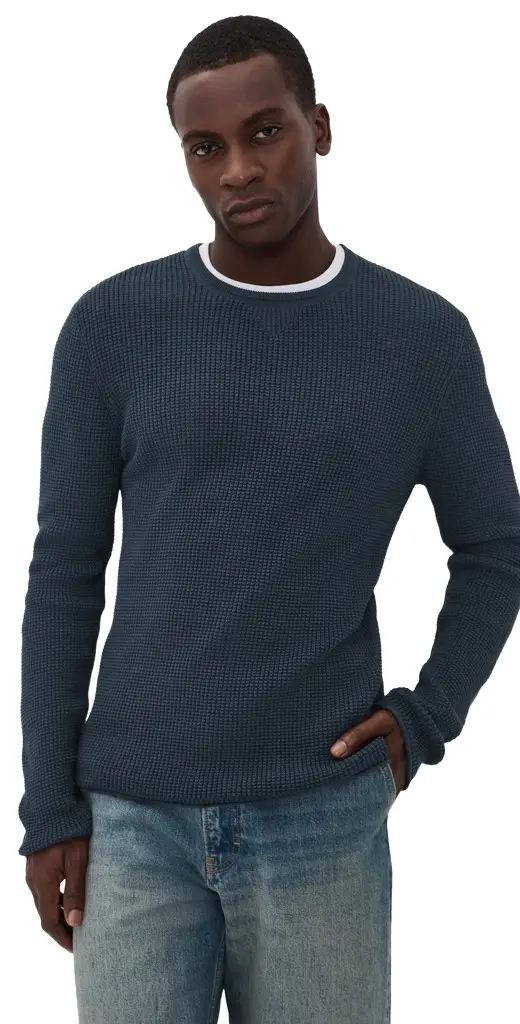 Billy Reid Martin Mini Waffle Crew Sweater