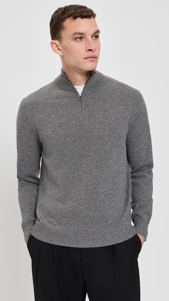 Theory Hilles Quarter Zip in Cashmere | Thumbnail 2 Theory Hilles Quarter Zip in Cashmere | Thumbnail 2