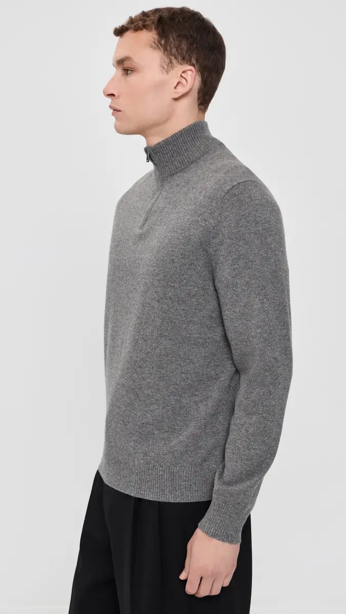 Theory Hilles Quarter Zip in Cashmere | Thumbnail 4 Theory Hilles Quarter Zip in Cashmere | Thumbnail 4