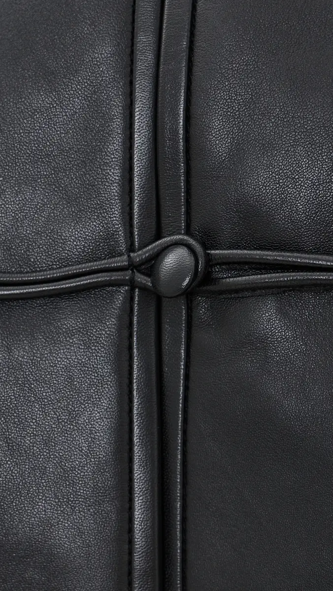 St. Agni Button Detail Cocoon Leather Jacket | Thumbnail 6