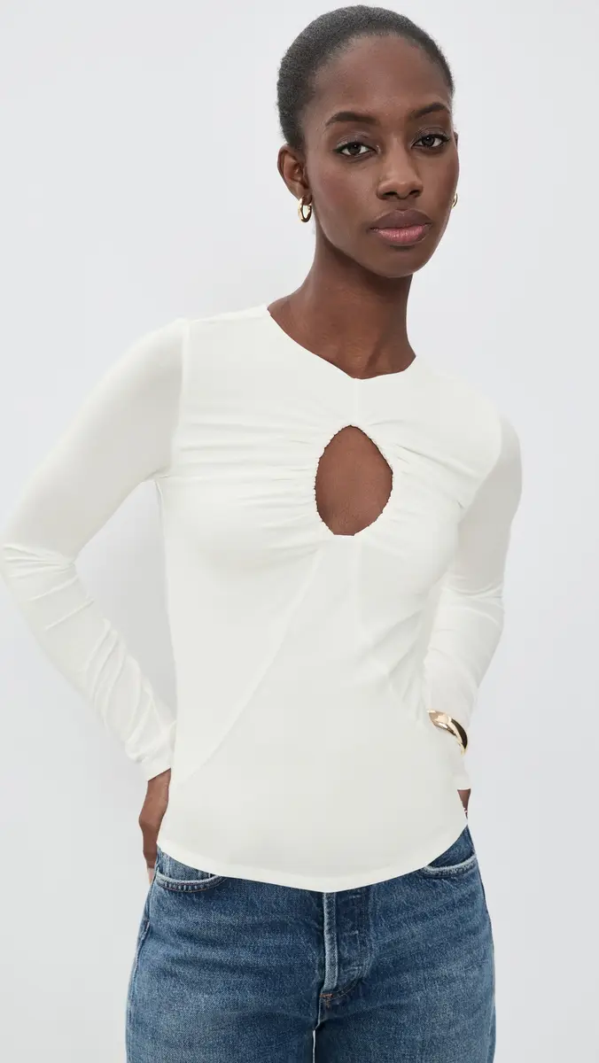 THE LINE BY K Demi Long Sleeve Keyhole Top | Thumbnail 2