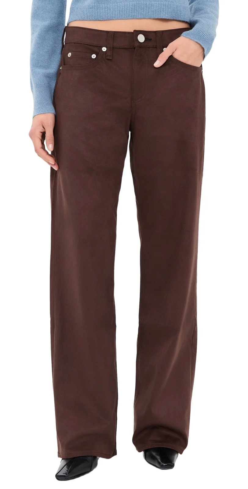 Faux Suede Cam Straight Pants