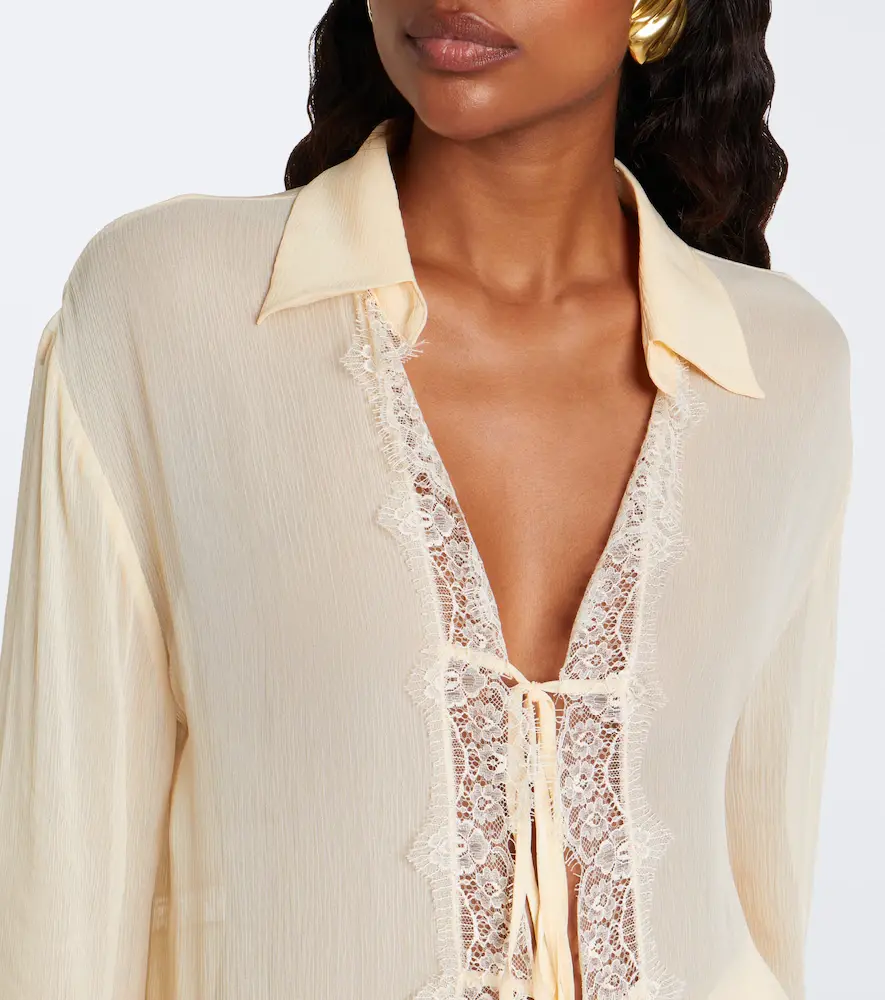 BLUMARINE Asymmetric lace-trimmed blouse | Thumbnail 2 BLUMARINE Asymmetric lace-trimmed blouse | Thumbnail 2
