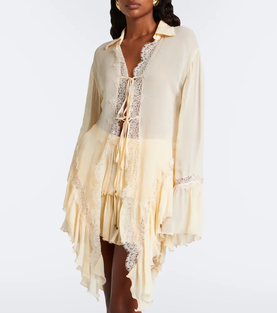 BLUMARINE Asymmetric lace-trimmed blouse | Thumbnail 4 BLUMARINE Asymmetric lace-trimmed blouse | Thumbnail 4