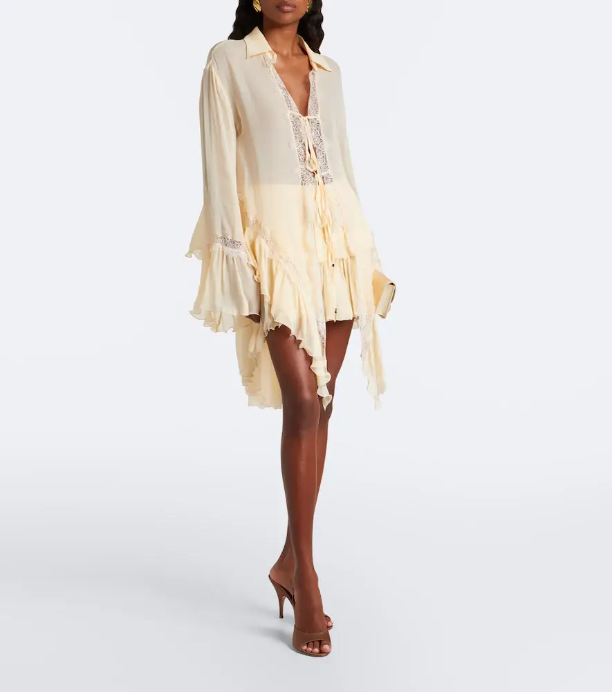 BLUMARINE Asymmetric lace-trimmed blouse | Thumbnail 5 BLUMARINE Asymmetric lace-trimmed blouse | Thumbnail 5