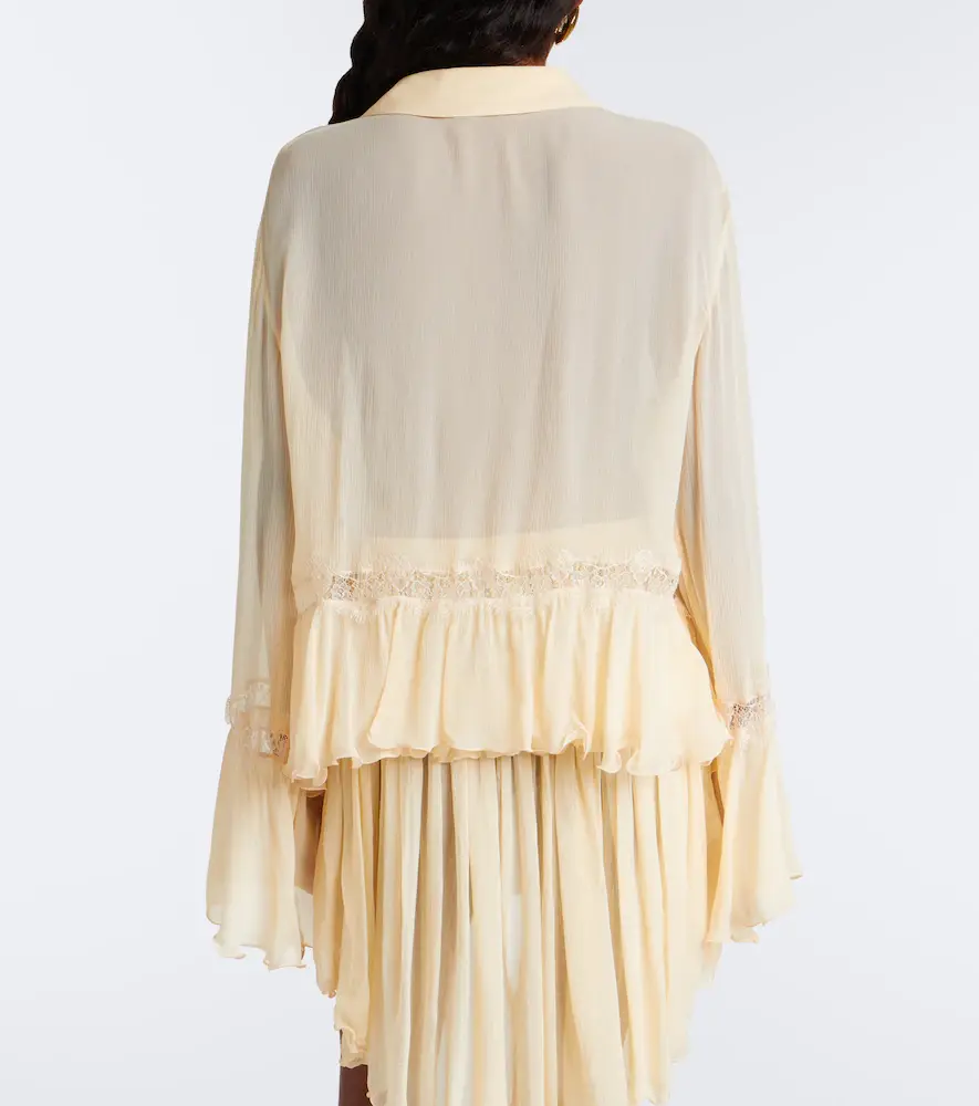 BLUMARINE Asymmetric lace-trimmed blouse | Thumbnail 6 BLUMARINE Asymmetric lace-trimmed blouse | Thumbnail 6