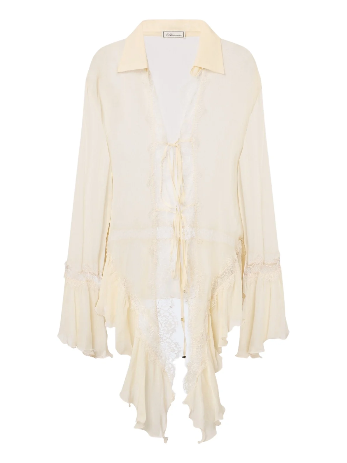 Asymmetric lace-trimmed blouse Asymmetric lace-trimmed blouse