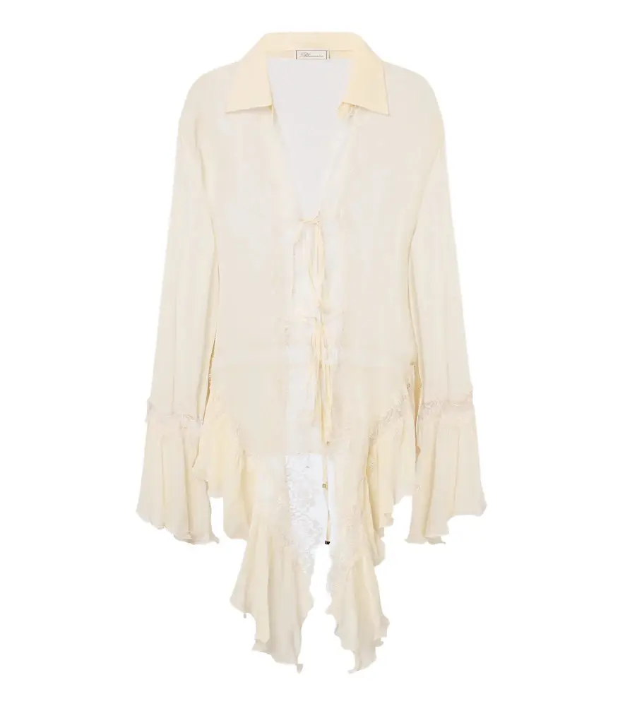 Asymmetric lace-trimmed blouse Asymmetric lace-trimmed blouse