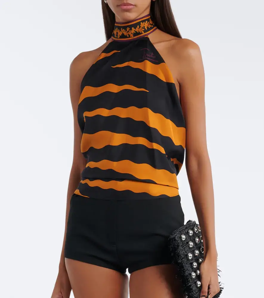 PUCCI Fiamme silk twill halterneck top | Thumbnail 2 PUCCI Fiamme silk twill halterneck top | Thumbnail 2