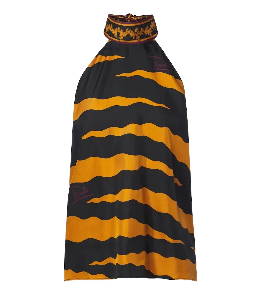 Fiamme silk twill halterneck top