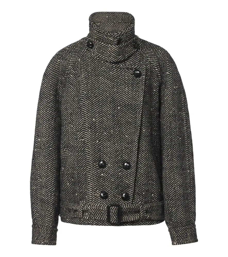 Elvane herringbone wool peacoat