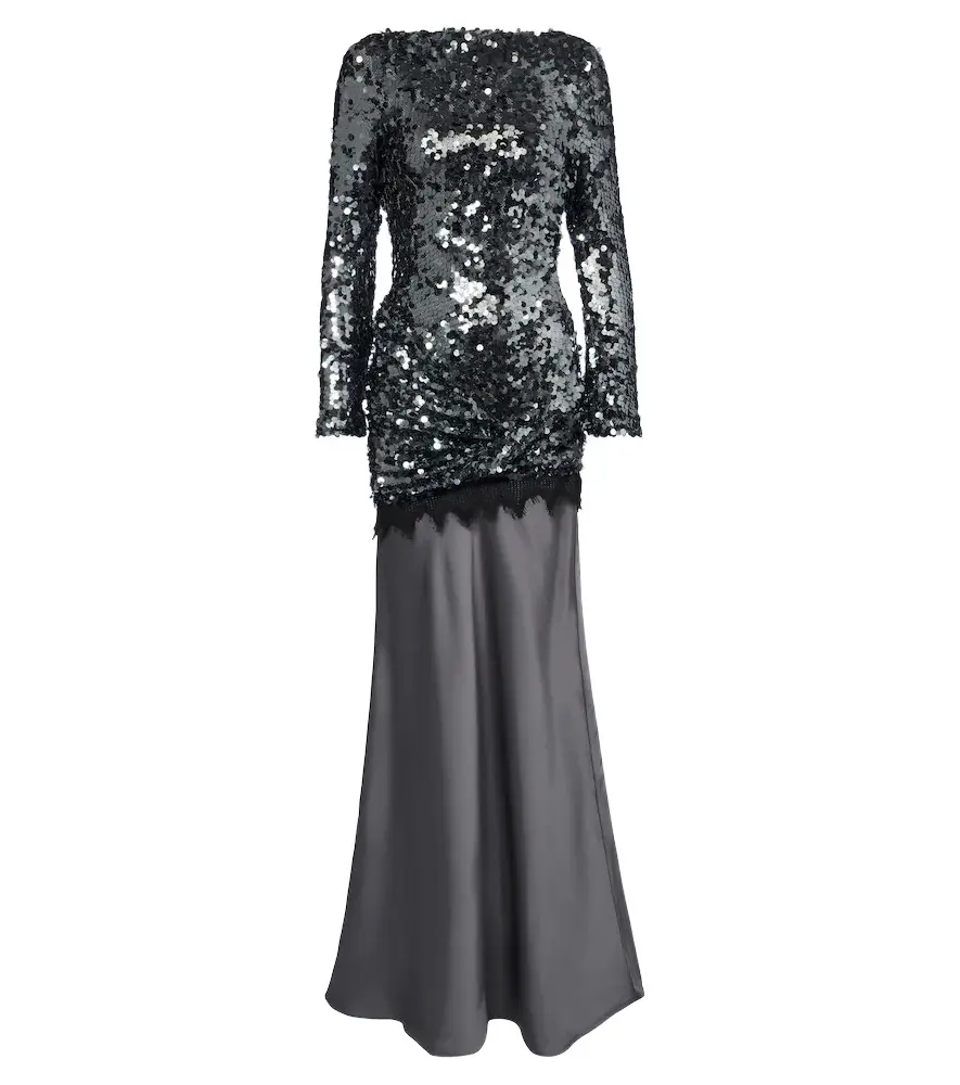 Christopher Esber Lace-trimmed sequined paneled gown