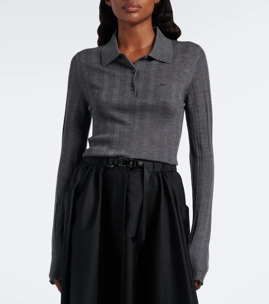 Prada Wool and cotton polo sweater | Thumbnail 3 Prada Wool and cotton polo sweater | Thumbnail 3