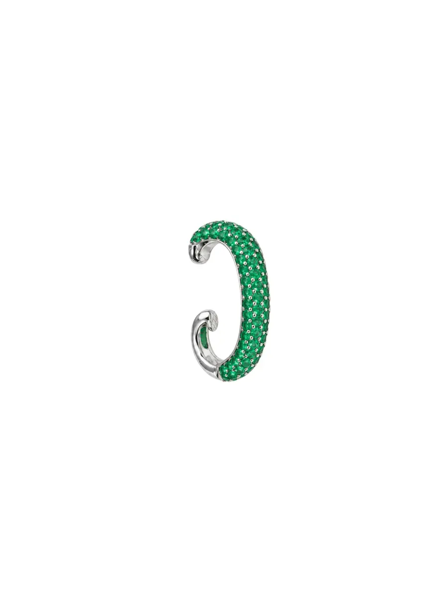 Wish Fine Jewelry 0.90ct Emerald 18K Gold Pave Statement Ear Cuff | Thumbnail 2 Wish Fine Jewelry 0.90ct Emerald 18K Gold Pave Statement Ear Cuff | Thumbnail 2