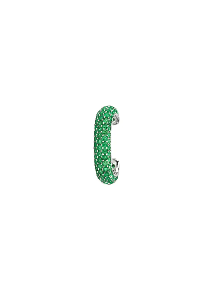 Wish Fine Jewelry 0.90ct Emerald 18K Gold Pave Statement Ear Cuff