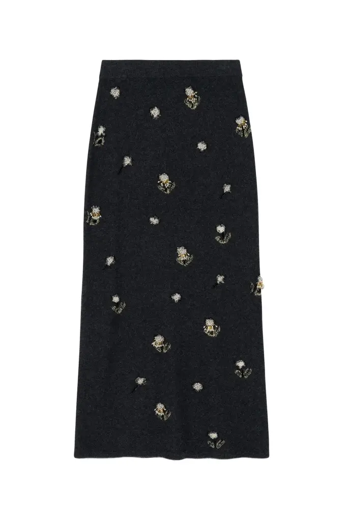 Chelly Embellished Wool Cashmere Midi Skirt Chelly Embellished Wool Cashmere Midi Skirt