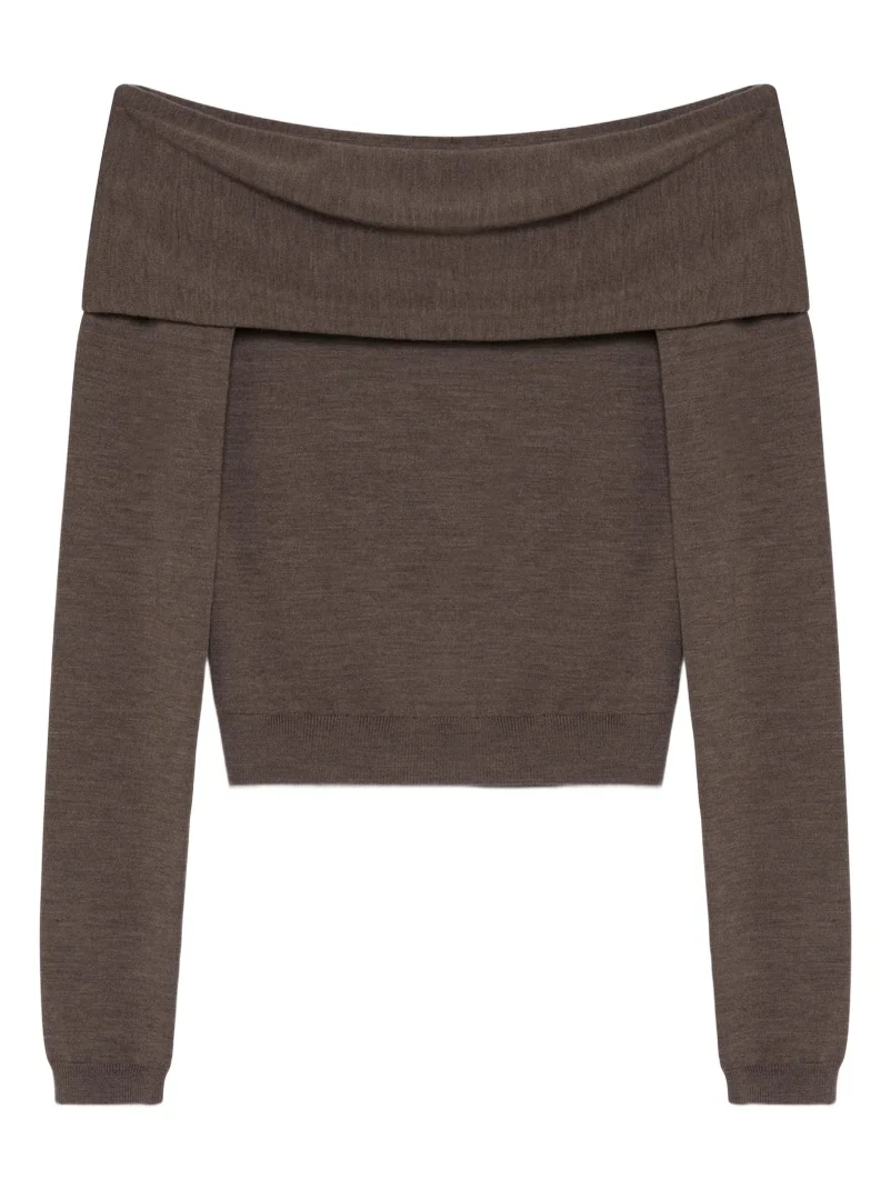 Delphia Off-Shoulder Merino Wool Sweater Delphia Off-Shoulder Merino Wool Sweater