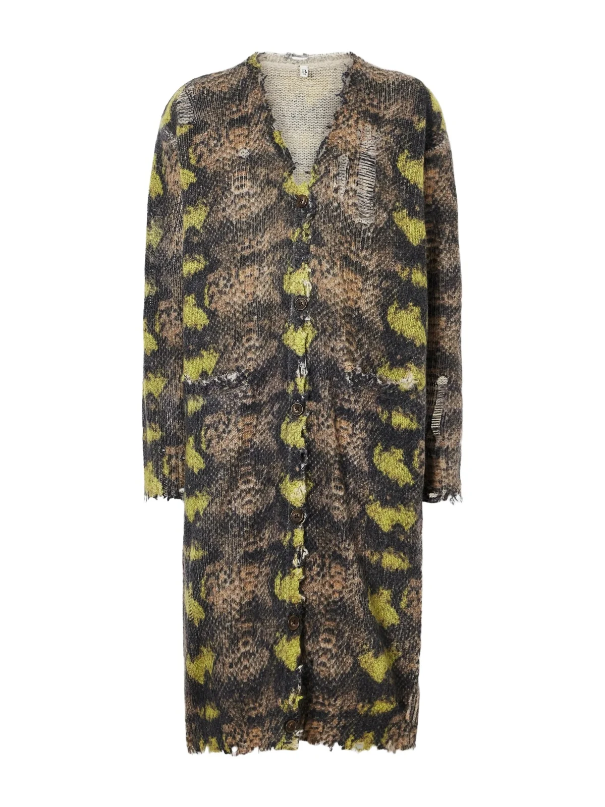 Distressed Animal-print Cashmere Cardigan Distressed Animal-print Cashmere Cardigan