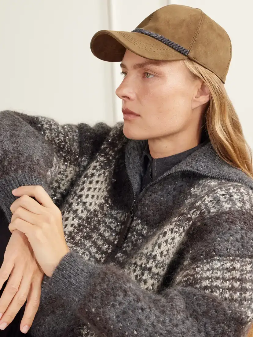 Brunello Cucinelli Monili-embellished Suede Baseball Cap | Thumbnail 2