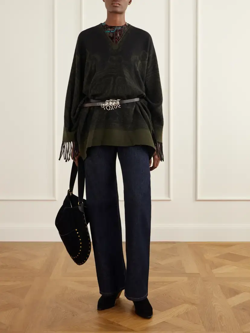 Etro Fringe-trimmed Wool Poncho | Thumbnail 2