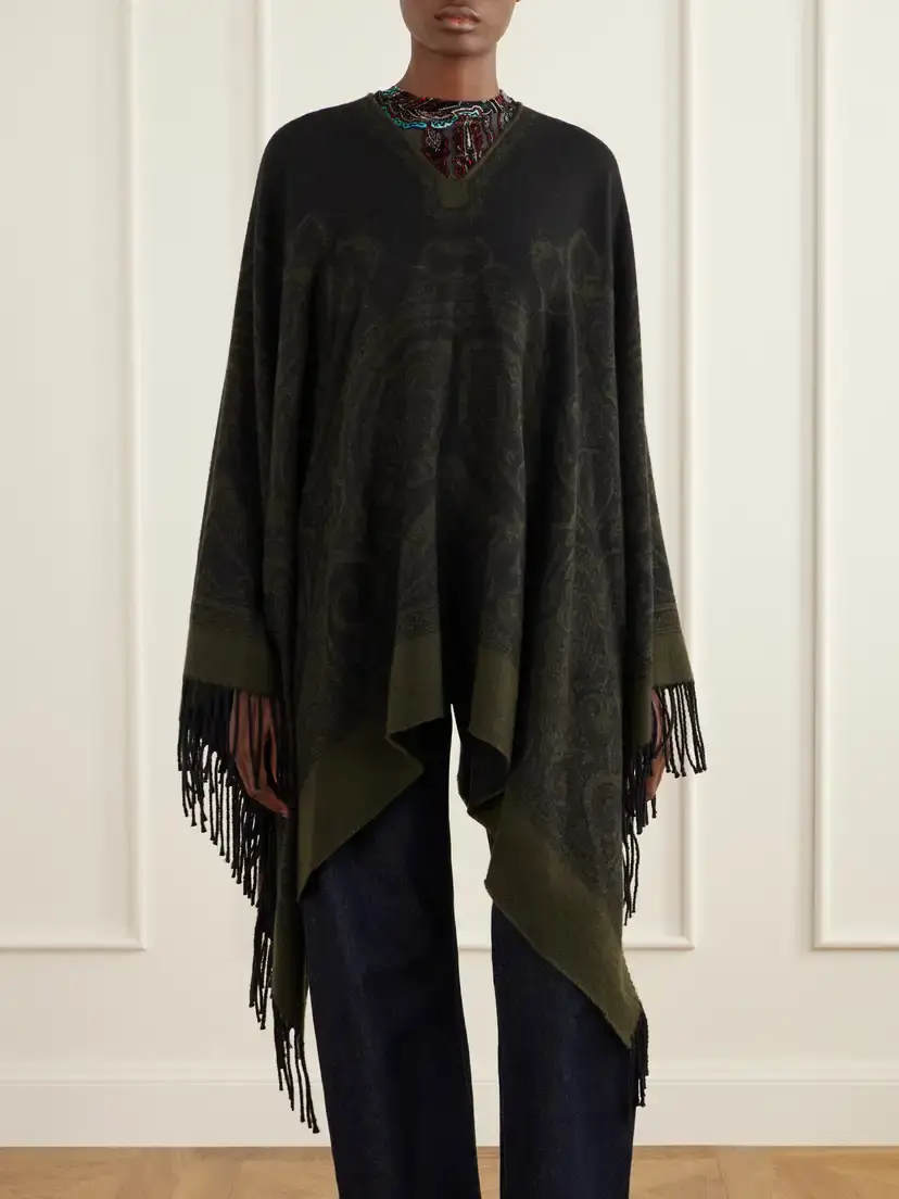 Etro Fringe-trimmed Wool Poncho | Thumbnail 3