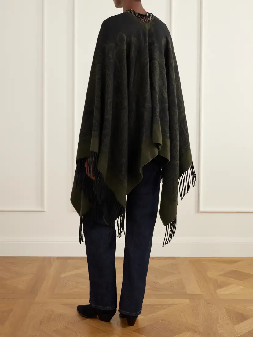 Etro Fringe-trimmed Wool Poncho | Thumbnail 4