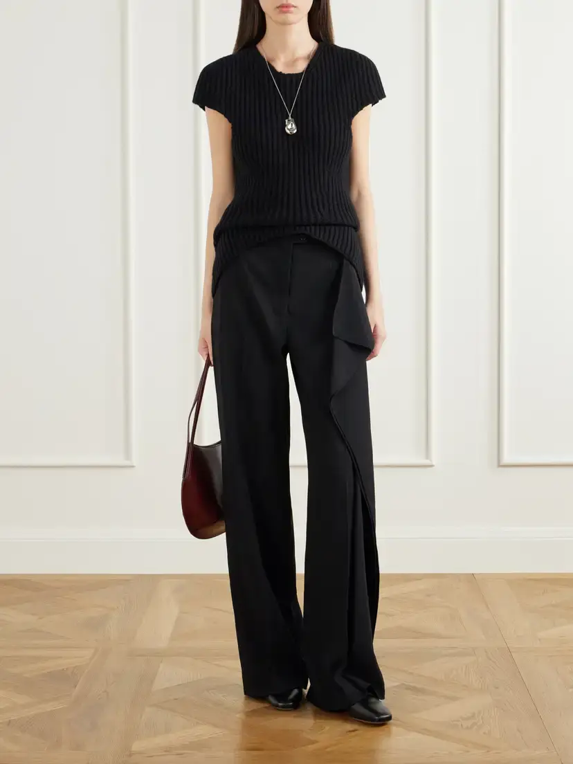 Jil Sander Draped Wool-sablé Wide-leg Pants | Thumbnail 2