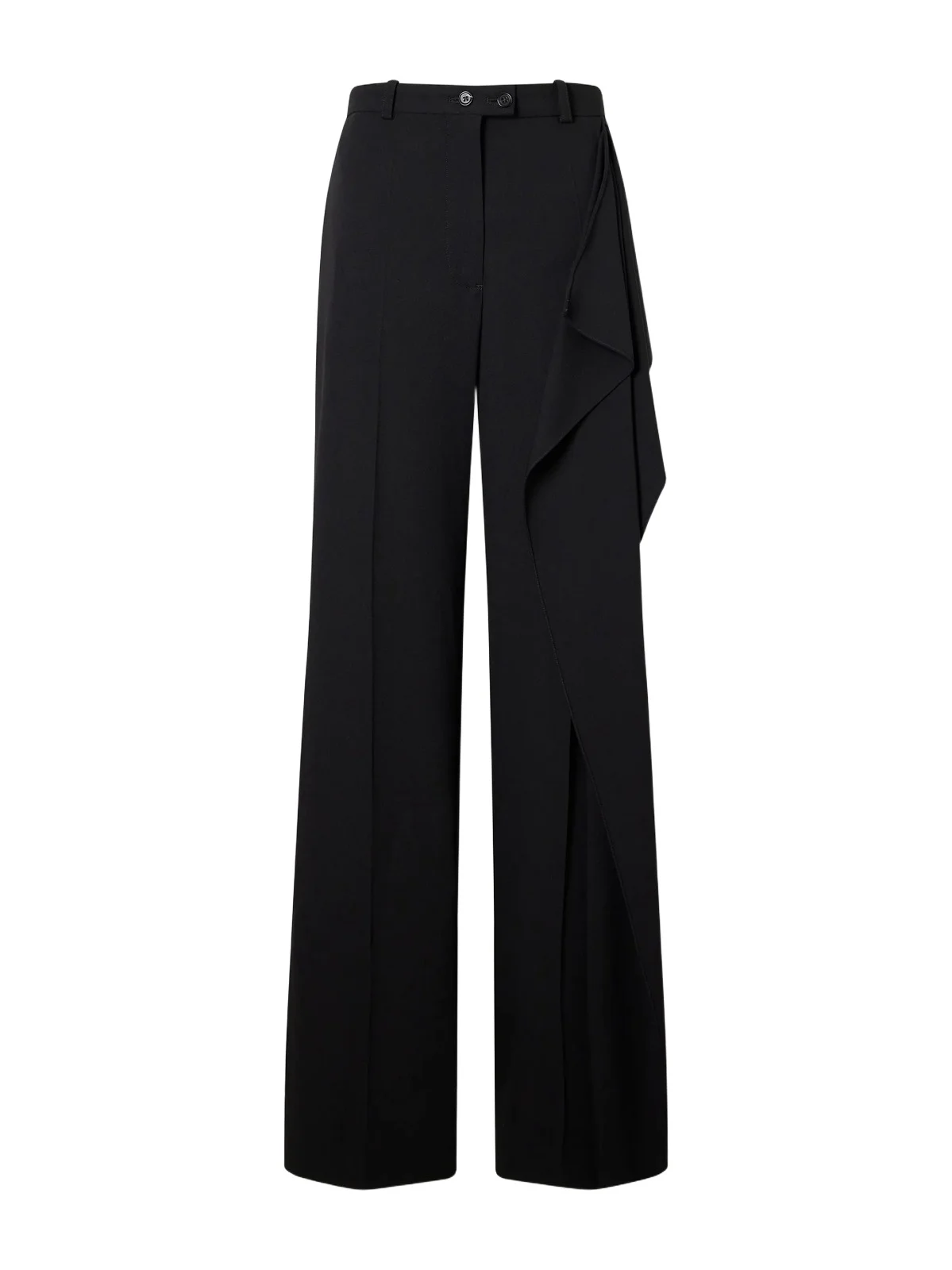 Draped Wool-sablé Wide-leg Pants