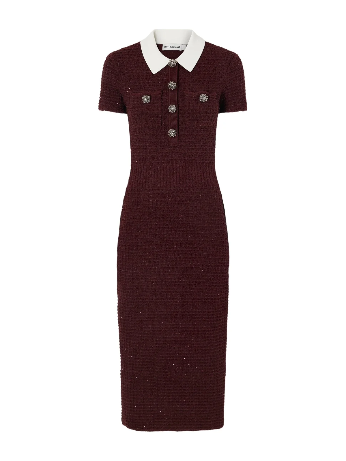 Crystal And Sequin-embellished Waffle-knit Midi-dress