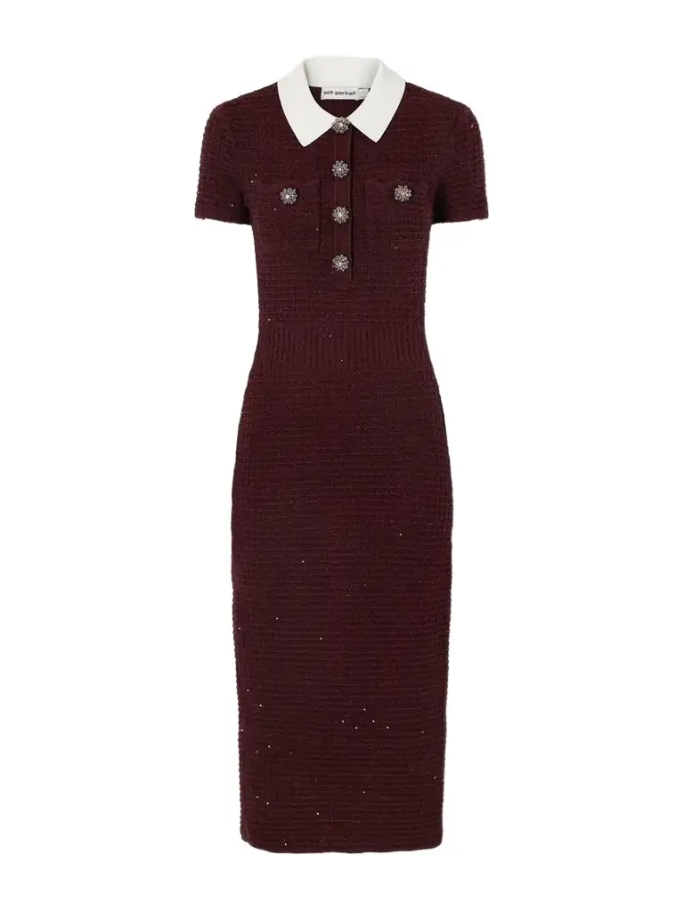 Crystal And Sequin-embellished Waffle-knit Midi-dress Crystal And Sequin-embellished Waffle-knit Midi-dress