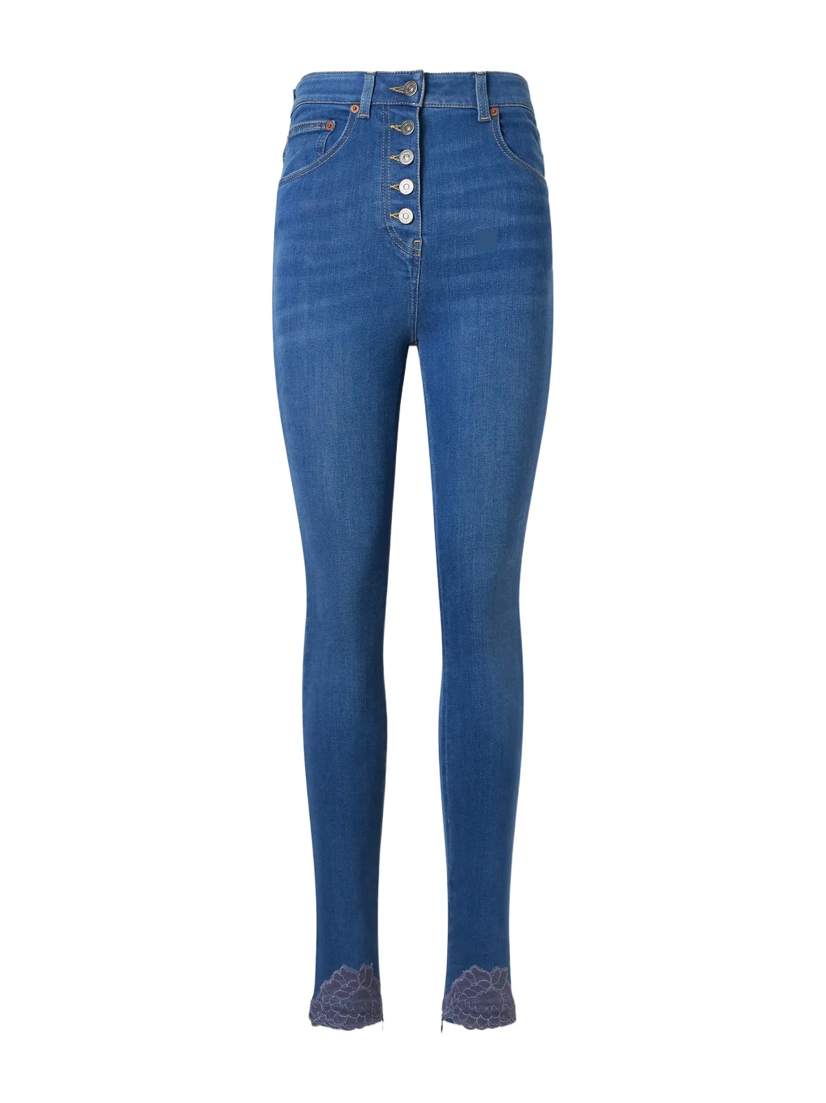 Valentino Garavani Lace-trimmed High-rise Skinny Jeans