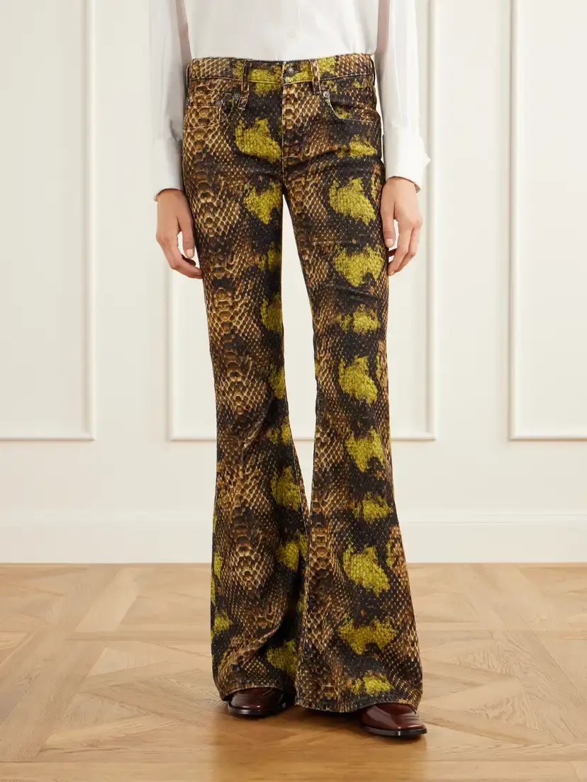 R13 Overflow Boy Snake-print Stretch Cotton-corduroy Flared Pants | Thumbnail 3 R13 Overflow Boy Snake-print Stretch Cotton-corduroy Flared Pants | Thumbnail 3