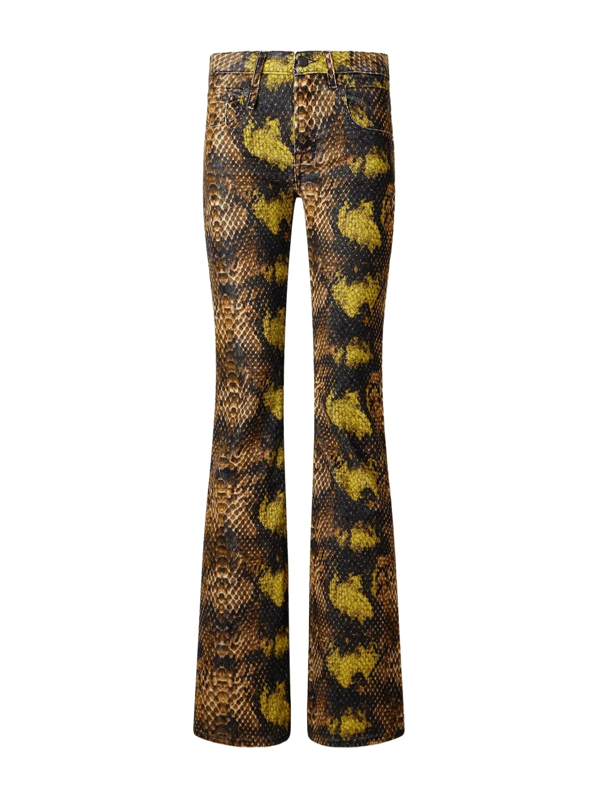 R13 Overflow Boy Snake-print Stretch Cotton-corduroy Flared Pants