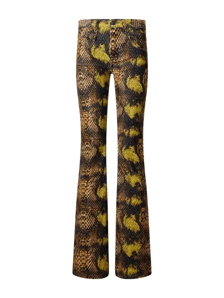 R13 Overflow Boy Snake-print Stretch Cotton-corduroy Flared Pants