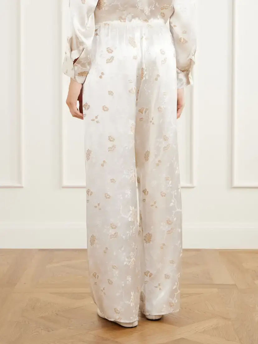 DÔEN Lavona Floral-jacquard Satin Wide-leg Pants | Thumbnail 3 DÔEN Lavona Floral-jacquard Satin Wide-leg Pants | Thumbnail 3