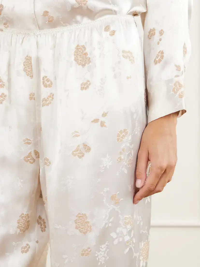 DÔEN Lavona Floral-jacquard Satin Wide-leg Pants | Thumbnail 4 DÔEN Lavona Floral-jacquard Satin Wide-leg Pants | Thumbnail 4