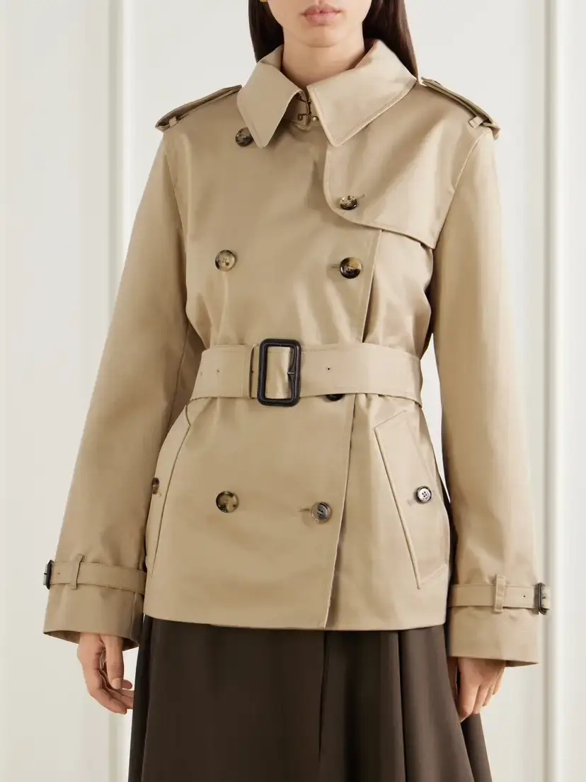 Burberry Double-breasted Belted Checked Cotton-gabardine Trench Coat | Thumbnail 3