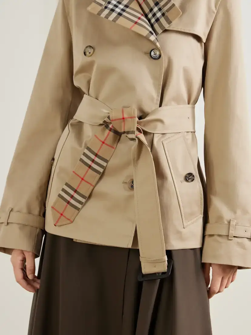 Burberry Double-breasted Belted Checked Cotton-gabardine Trench Coat | Thumbnail 5