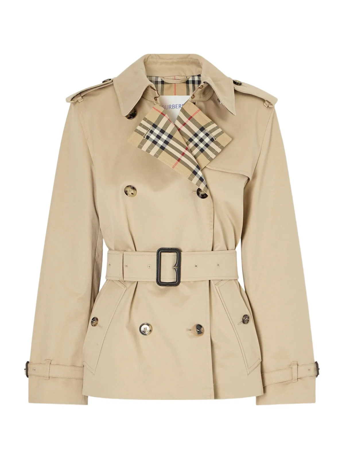 Burberry Double-breasted Belted Checked Cotton-gabardine Trench Coat