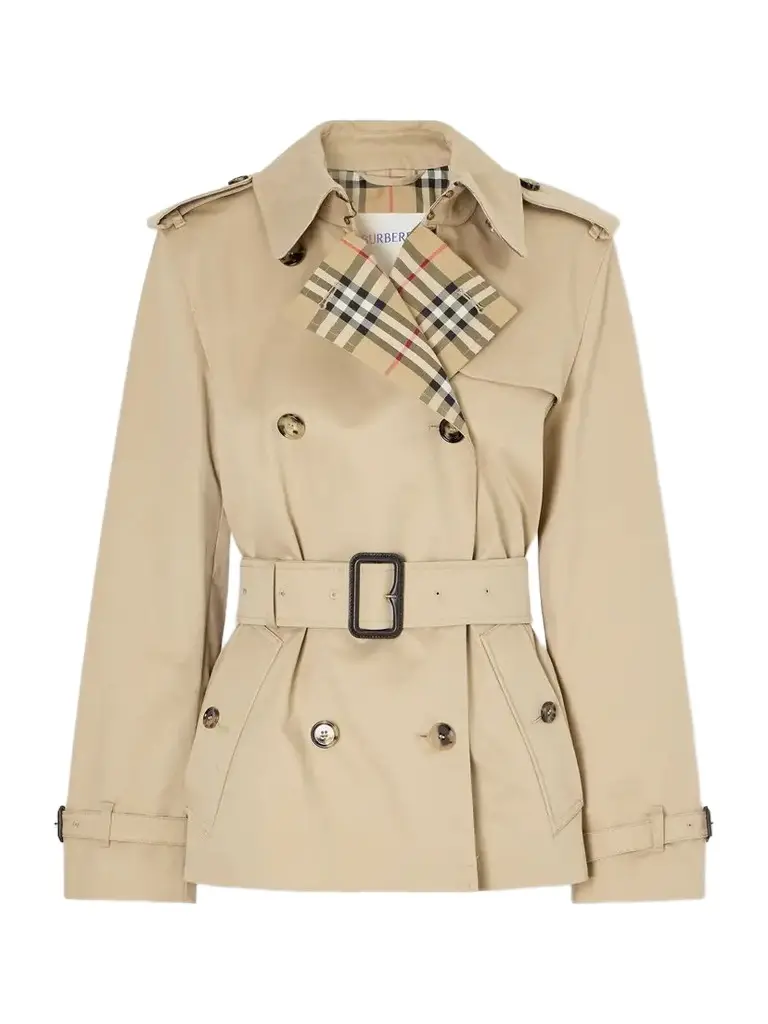 Burberry Double-breasted Belted Checked Cotton-gabardine Trench Coat