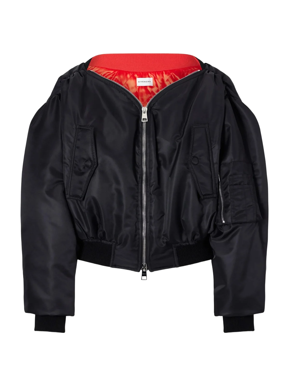 Padded Off-the-shoulder Bomber Jacket Padded Off-the-shoulder Bomber Jacket